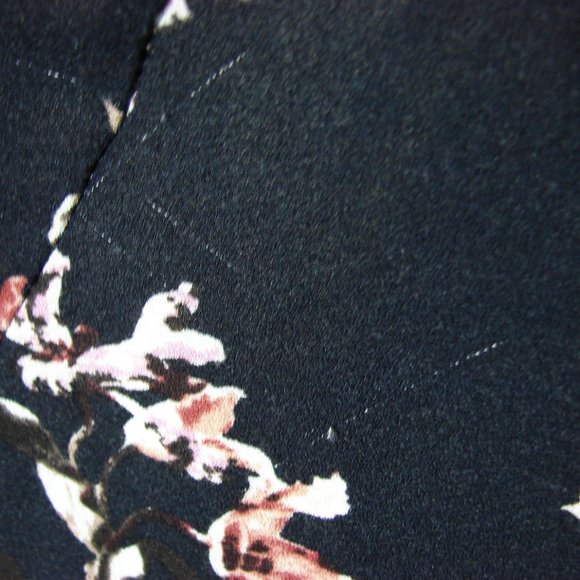 Black Pink Floral Ruffle Wrap Dress Chelsea & Violet Large Cottagecore Romantic - Picture 16 of 16